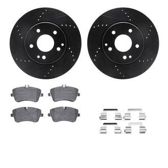 R1 Concepts® - Drilled and Slotted Front Brake Kit with Semi-Metalic Pads