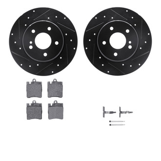 R1 Concepts® - Drilled and Slotted Rear Brake Kit with Semi-Metalic Pads