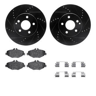 R1 Concepts® - Drilled and Slotted Brake Kit with Semi-Metalic Pads