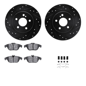 R1 Concepts® - Drilled and Slotted Rear Brake Kit with Semi-Metalic Pads