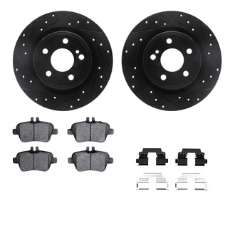 R1 Concepts® - Drilled and Slotted Brake Kit with Semi-Metalic Pads