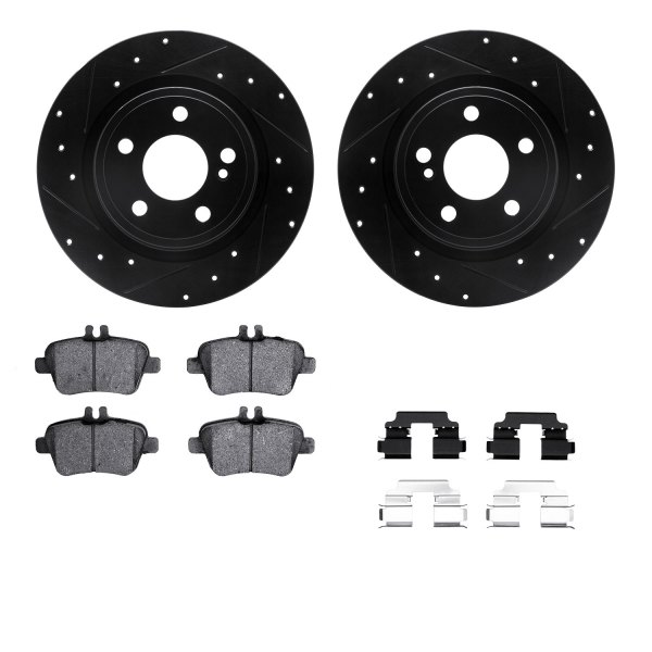  R1 Concepts® - Drilled and Slotted Rear Brake Kit with Semi-Metalic Pads