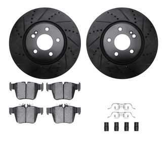 R1 Concepts® - Drilled and Slotted Brake Kit with Semi-Metalic Pads