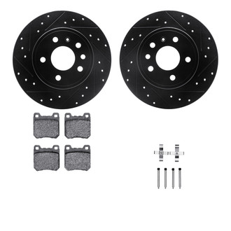 R1 Concepts® - Drilled and Slotted Rear Brake Kit with Semi-Metalic Pads