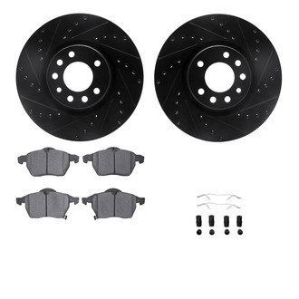 R1 Concepts® - Drilled and Slotted Brake Kit with Semi-Metalic Pads