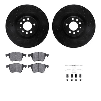R1 Concepts® - Drilled and Slotted Front Brake Kit with Semi-Metalic Pads