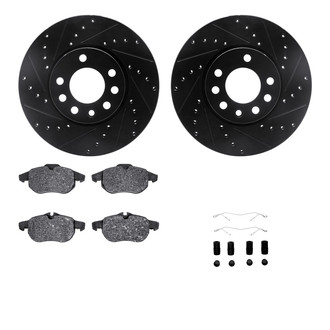 R1 Concepts® - Drilled and Slotted Front Brake Kit with Semi-Metalic Pads
