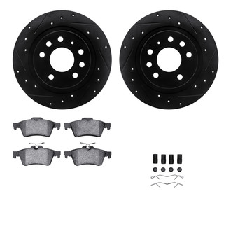 R1 Concepts® - Drilled and Slotted Rear Brake Kit with Semi-Metalic Pads