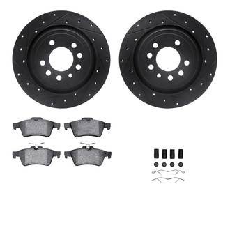 R1 Concepts® - Drilled and Slotted Rear Brake Kit with Semi-Metalic Pads