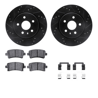R1 Concepts® - Drilled and Slotted Rear Brake Kit with Semi-Metalic Pads