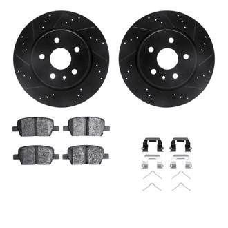 R1 Concepts® - Drilled and Slotted Brake Kit with Semi-Metalic Pads