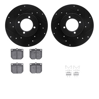R1 Concepts® - Drilled and Slotted Front Brake Kit with Semi-Metalic Pads