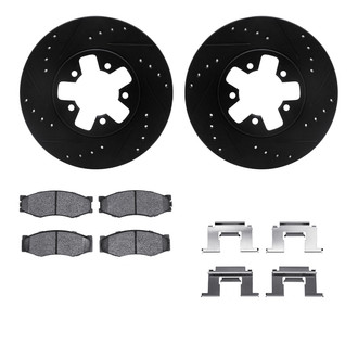 R1 Concepts® - Drilled and Slotted Front Brake Kit with Semi-Metalic Pads