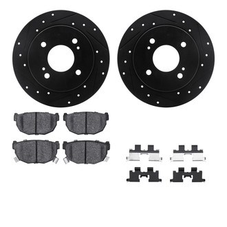 R1 Concepts® - Drilled and Slotted Rear Brake Kit with Semi-Metalic Pads