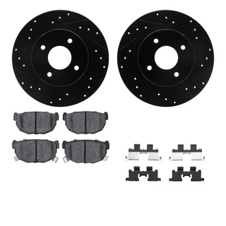 R1 Concepts® - Drilled and Slotted Rear Brake Kit with Semi-Metalic Pads