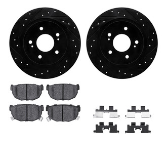 R1 Concepts® - Drilled and Slotted Rear Brake Kit with Semi-Metalic Pads