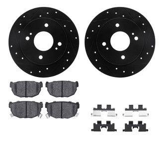 R1 Concepts® - Drilled and Slotted Rear Brake Kit with Semi-Metalic Pads