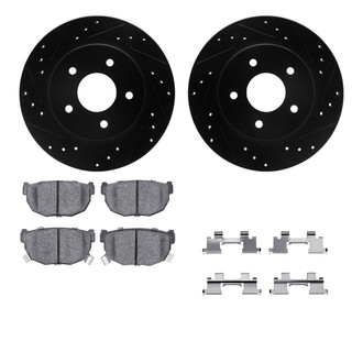 R1 Concepts® - Drilled and Slotted Rear Brake Kit with Semi-Metalic Pads