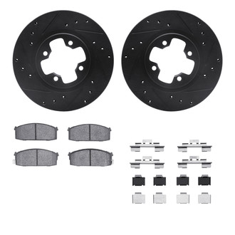 R1 Concepts® - Drilled and Slotted Front Brake Kit with Semi-Metalic Pads