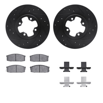 R1 Concepts® - Drilled and Slotted Front Brake Kit with Semi-Metalic Pads