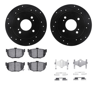 R1 Concepts® - Drilled and Slotted Rear Brake Kit with Semi-Metalic Pads