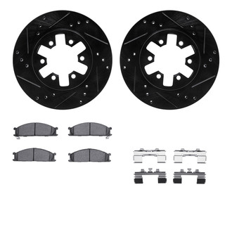 R1 Concepts® - Drilled and Slotted Front Brake Kit with Semi-Metalic Pads