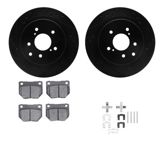 R1 Concepts® - Drilled and Slotted Rear Brake Kit with Semi-Metalic Pads