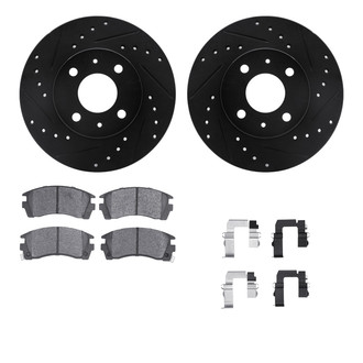 R1 Concepts® - Drilled and Slotted Front Brake Kit with Semi-Metalic Pads