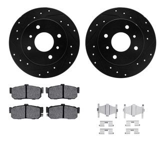 R1 Concepts® - Drilled and Slotted Rear Brake Kit with Semi-Metalic Pads