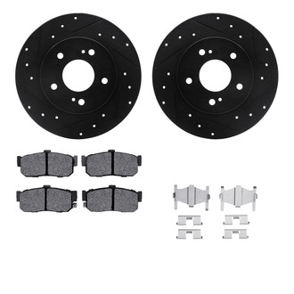 R1 Concepts® - Drilled and Slotted Rear Brake Kit with Semi-Metalic Pads