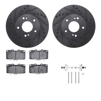 R1 Concepts® - Drilled and Slotted Front Brake Kit with Semi-Metalic Pads