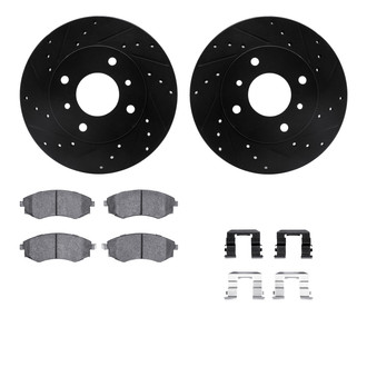 R1 Concepts® - Drilled and Slotted Front Brake Kit with Semi-Metalic Pads
