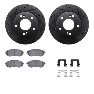 R1 Concepts® - Drilled and Slotted Front Brake Kit with Semi-Metalic Pads