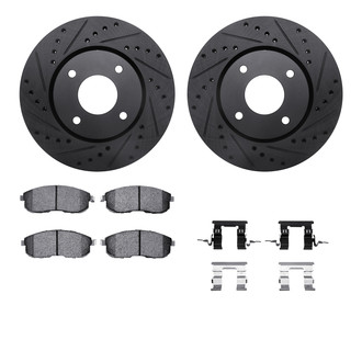 R1 Concepts® - Drilled and Slotted Front Brake Kit with Semi-Metalic Pads