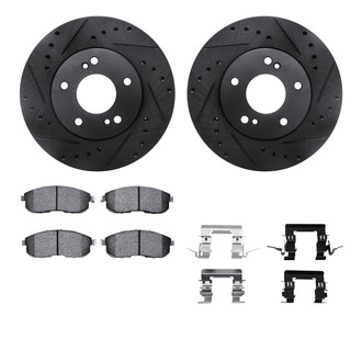 R1 Concepts® - Drilled and Slotted Front Brake Kit with Semi-Metalic Pads