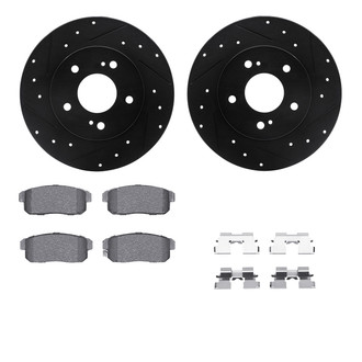 R1 Concepts® - Drilled and Slotted Rear Brake Kit with Semi-Metalic Pads