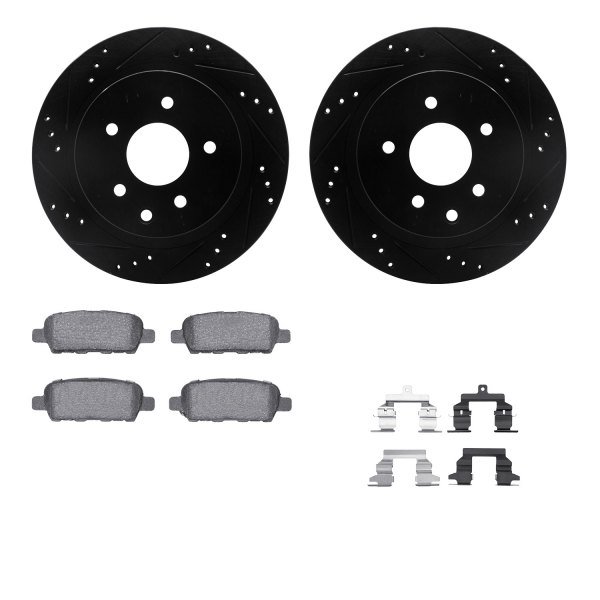  R1 Concepts® - Drilled and Slotted Rear Brake Kit with Semi-Metalic Pads