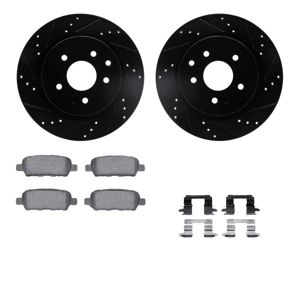  R1 Concepts® - Drilled and Slotted Rear Brake Kit with Semi-Metalic Pads