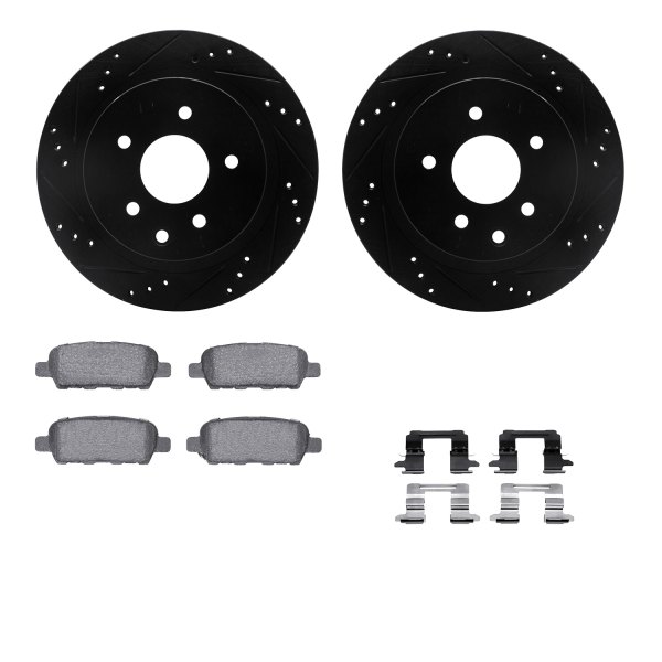  R1 Concepts® - Drilled and Slotted Rear Brake Kit with Semi-Metalic Pads