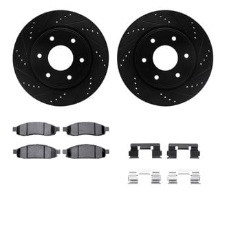 R1 Concepts® - Drilled and Slotted Front Brake Kit with Semi-Metalic Pads