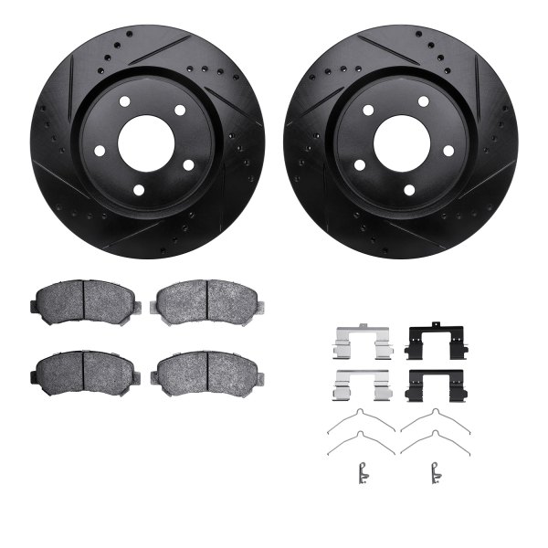  R1 Concepts® - Drilled and Slotted Front Brake Kit with Semi-Metalic Pads