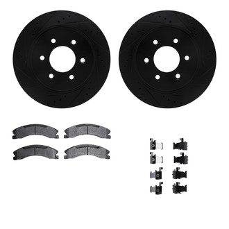 R1 Concepts® - Drilled and Slotted Front Brake Kit with Semi-Metalic Pads