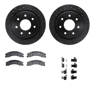 R1 Concepts® - Drilled and Slotted Rear Brake Kit with Semi-Metalic Pads
