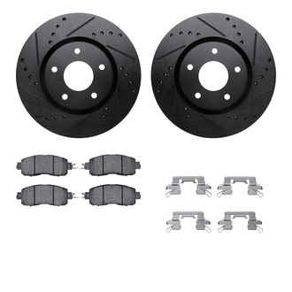 R1 Concepts® - Drilled and Slotted Front Brake Kit with Semi-Metalic Pads