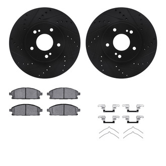 R1 Concepts® - Drilled and Slotted Front Brake Kit with Semi-Metalic Pads