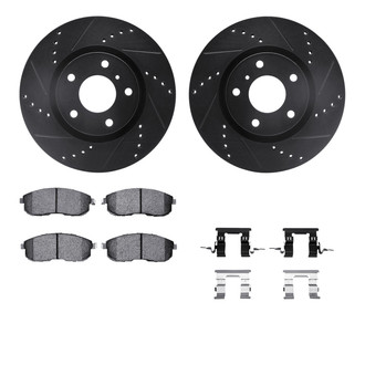 R1 Concepts® - Drilled and Slotted Front Brake Kit with Semi-Metalic Pads