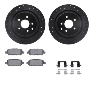 R1 Concepts® - Drilled and Slotted Rear Brake Kit with Semi-Metalic Pads