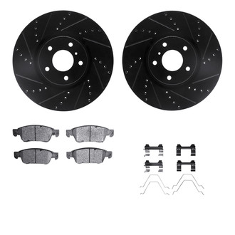 R1 Concepts® - Drilled and Slotted Front Brake Kit with Semi-Metalic Pads