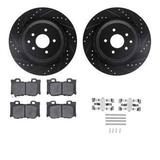R1 Concepts® - Drilled and Slotted Rear Brake Kit with Semi-Metalic Pads