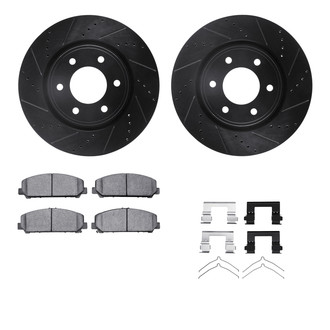 R1 Concepts® - Drilled and Slotted Brake Kit with Semi-Metalic Pads